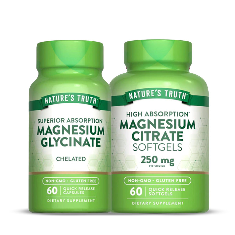 Pack Magnesio Glicinato 60 Cáps + Citrato 60 Softgels