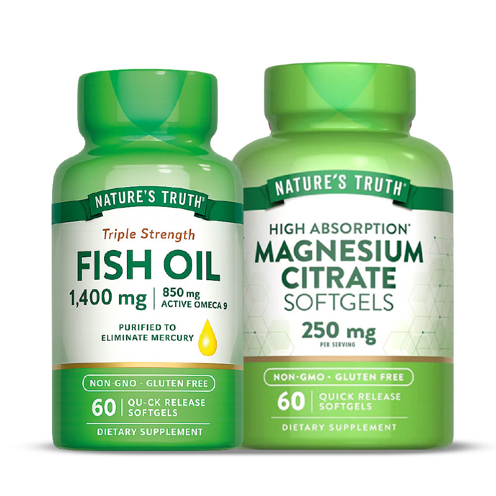 Pack Fish Oil 1400 mg 60 Cáps + Citrato de Magnesio 60 Softgels