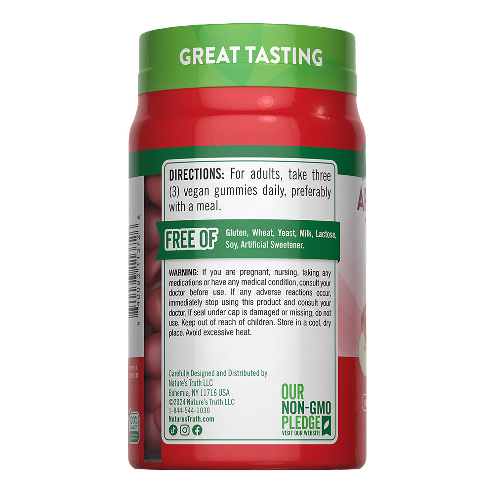 Gomitas de Vinagre de Manzana 600 mg - 75 Gomitas Veganas