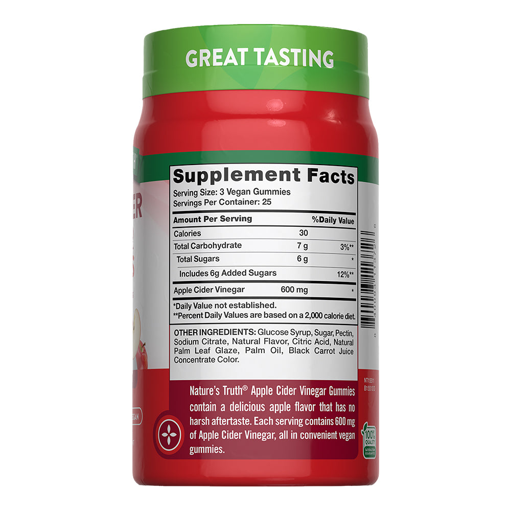 Gomitas de Vinagre de Manzana 600 mg - 75 Gomitas Veganas