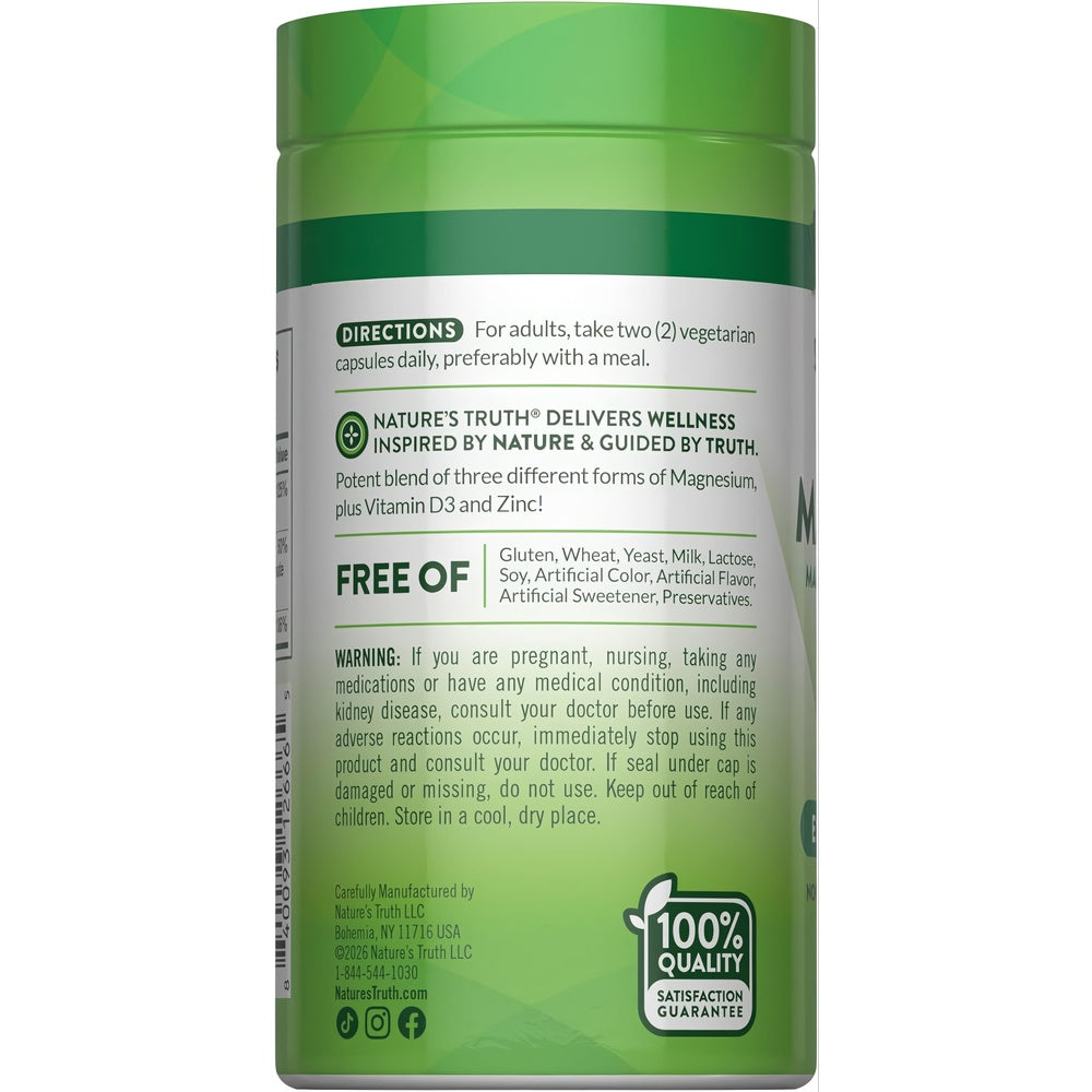 Triple Magnesio + Zinc & Vitamina D3 - 60 Cápsulas