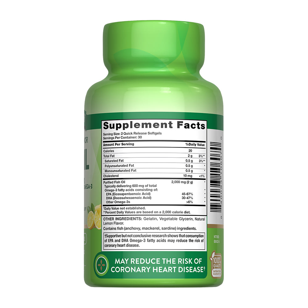 Omega 3 Fish Oil 2000 mg con esencia de limón - Cápsulas Blandas