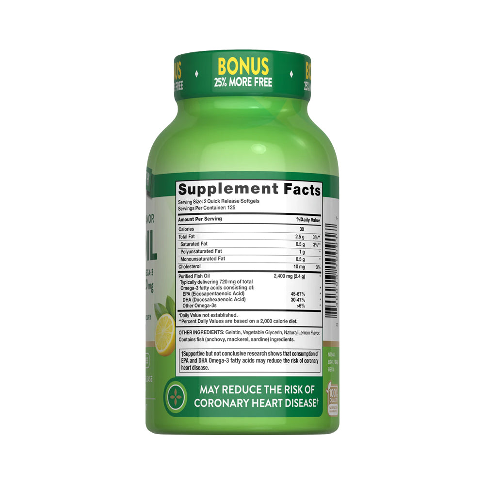 Omega 3 Fish Oil 2400 mg con esencia de limón - Cápsulas Blandas