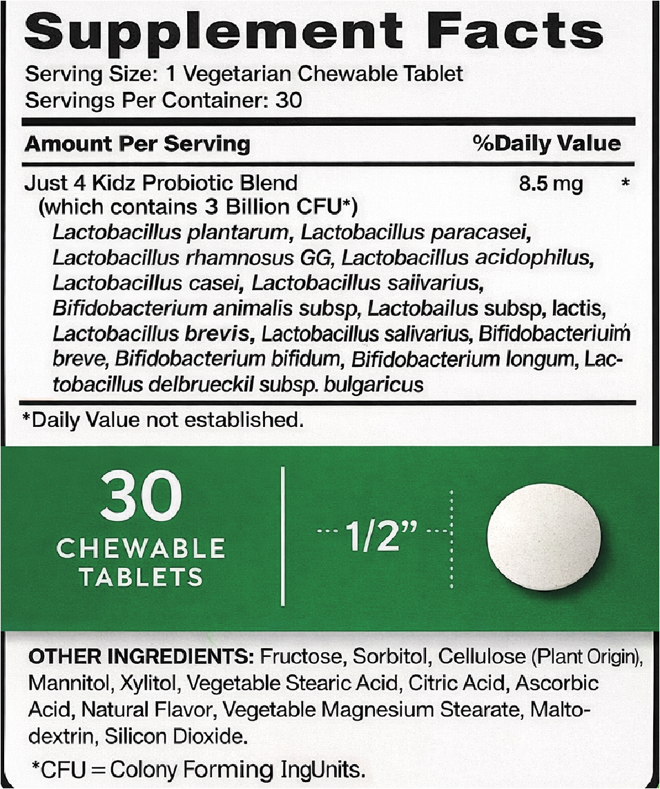 Probiótico masticable para niños 3 mil millones de UFC | 30 comprimidos