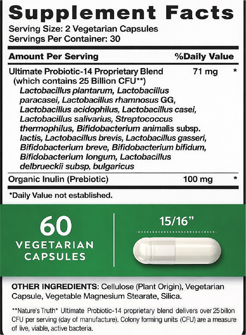 Prebióticos + Probióticos 25 mil millones UFC | 60 cápsulas vegetarianas