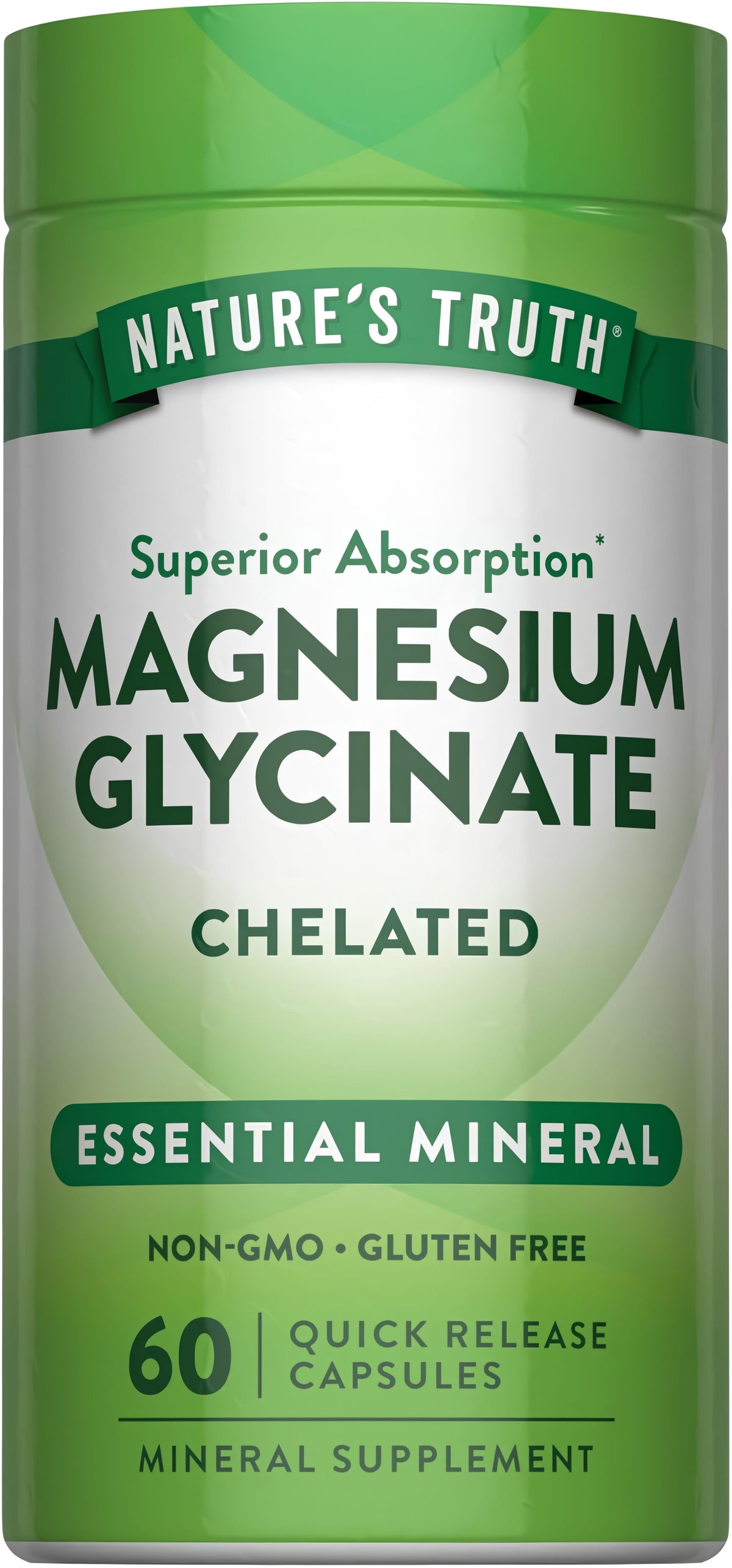 Glicinato de Magnesio 200 mg 60 Cápsulas - Nature's Truth