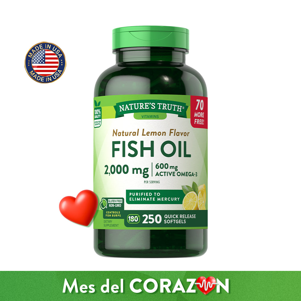 Omega 3 Fish Oil 2000 mg con esencia de limón - Cápsulas Blandas