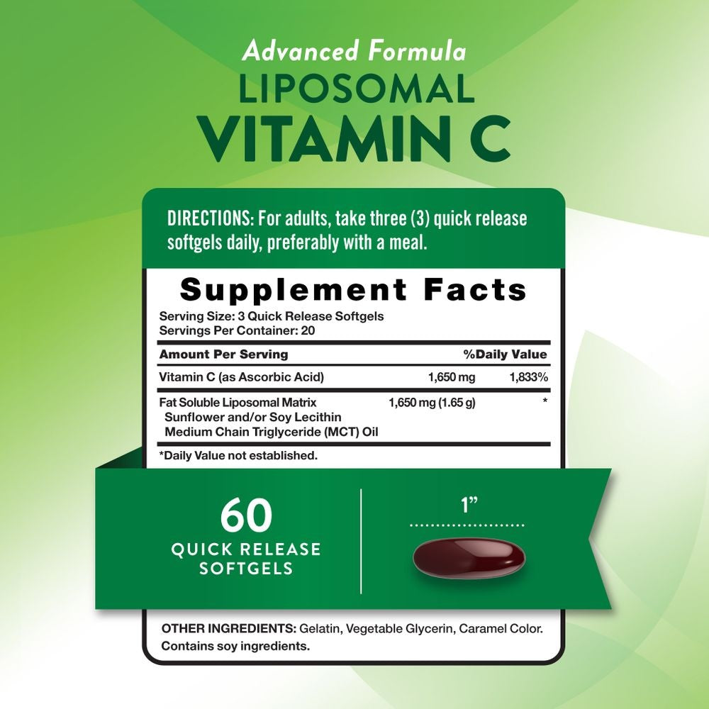 Vitamina C Liposomal 1650 mg - 60 Softgels