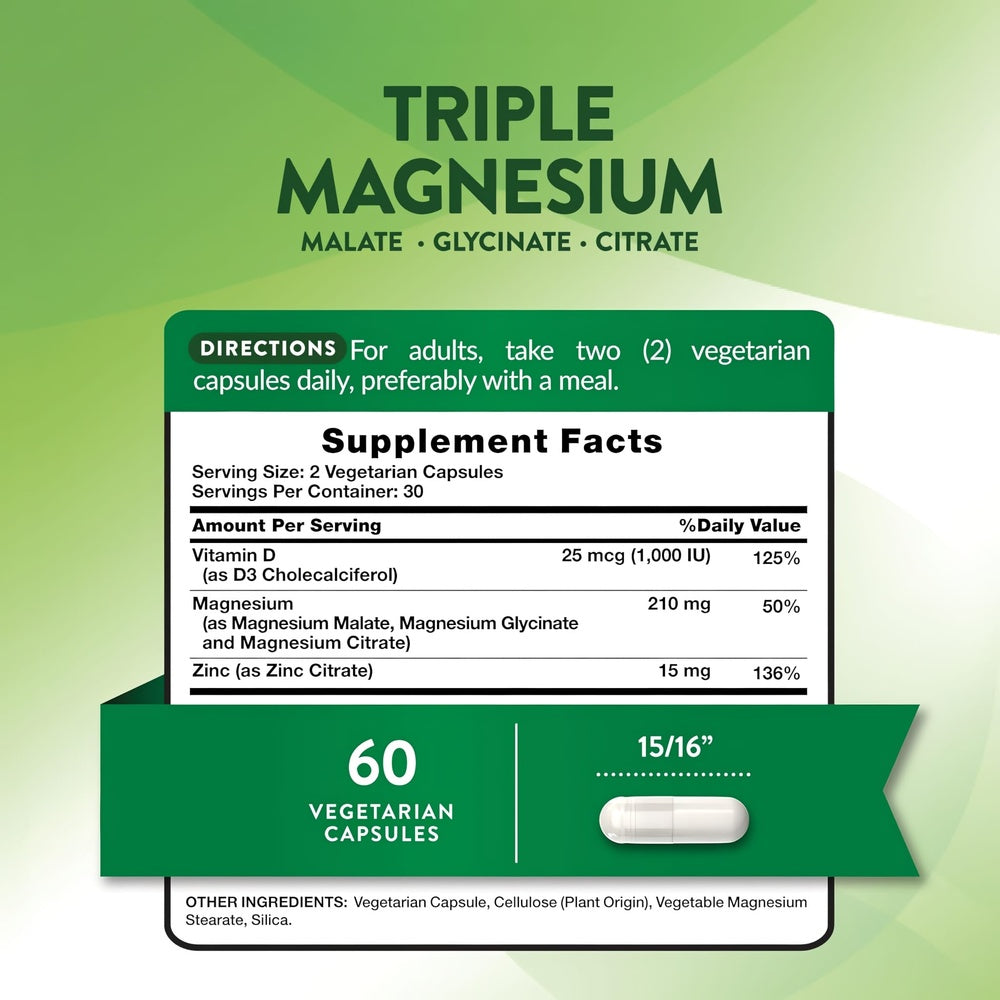 Triple Magnesio + Zinc & Vitamina D3 - 60 Cápsulas