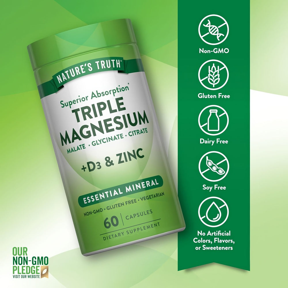 Triple Magnesio + Zinc & Vitamina D3 - 60 Cápsulas
