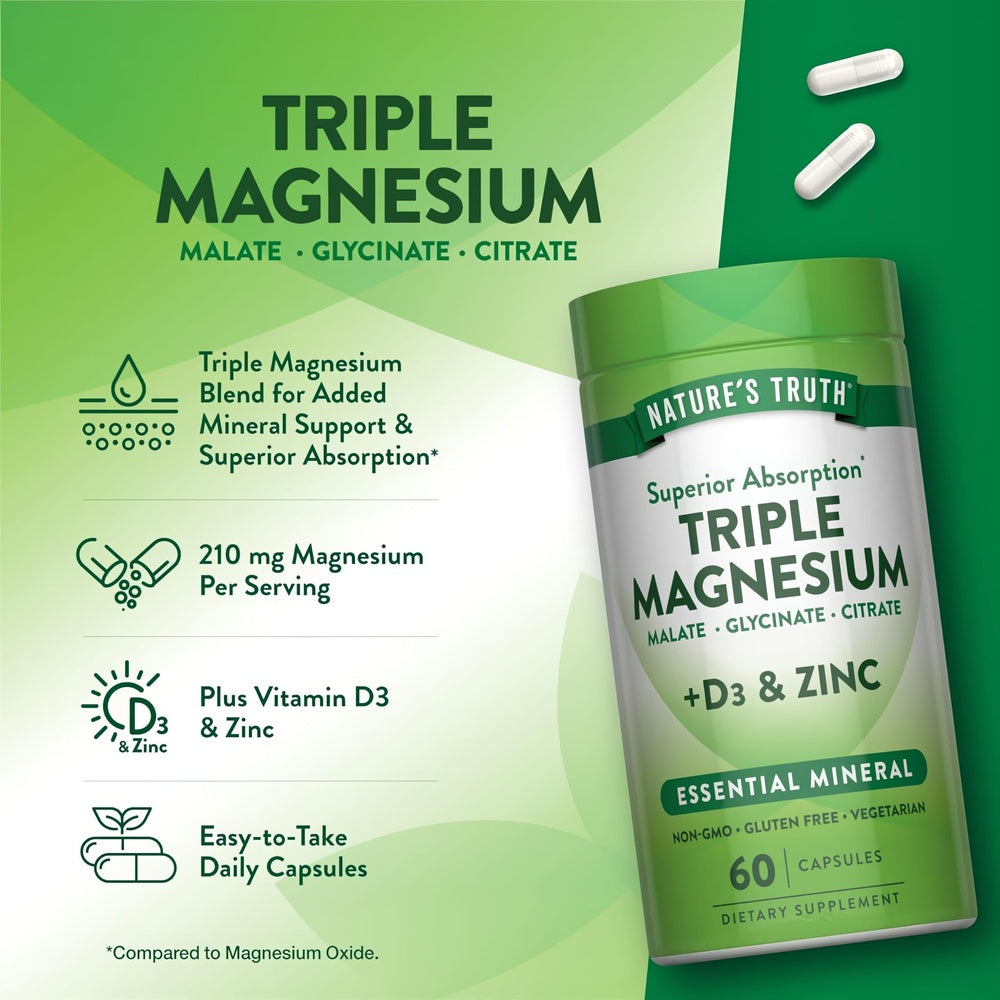 Triple Magnesio + Zinc & Vitamina D3 - 60 Cápsulas