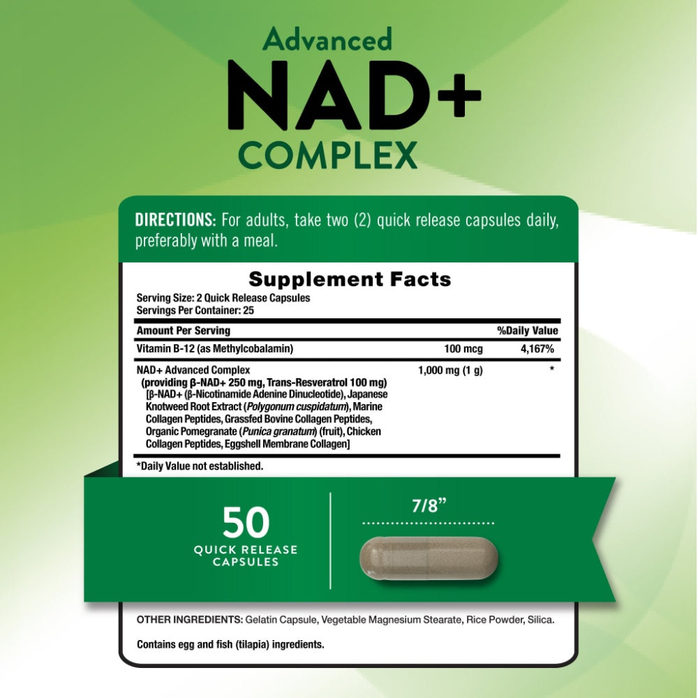 NAD+ Complejo Avanzado + Colágeno & Resveratrol - 50 Cápsulas