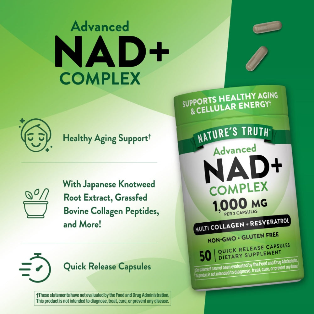 NAD+ Complejo Avanzado + Colágeno & Resveratrol - 50 Cápsulas