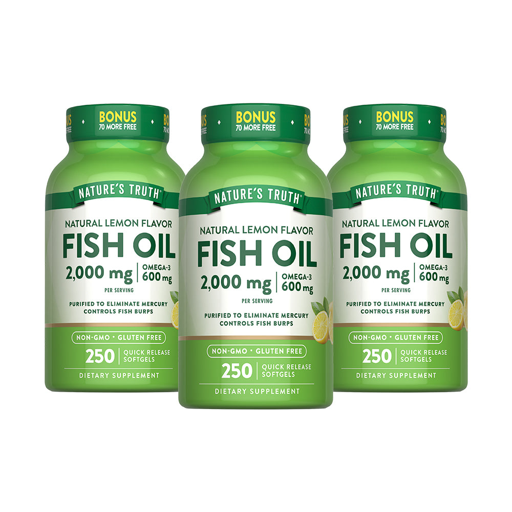 Pack x3 Omega 3 Fish Oil 2000 mg con esencia de limón - Cápsulas Blandas