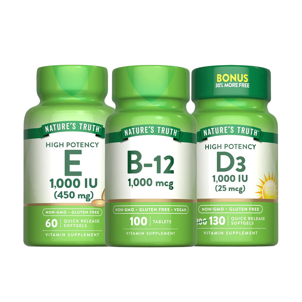 Pack Fuerza Vital - Vitamina B-12 + Vitamina D3 + Vitamina E