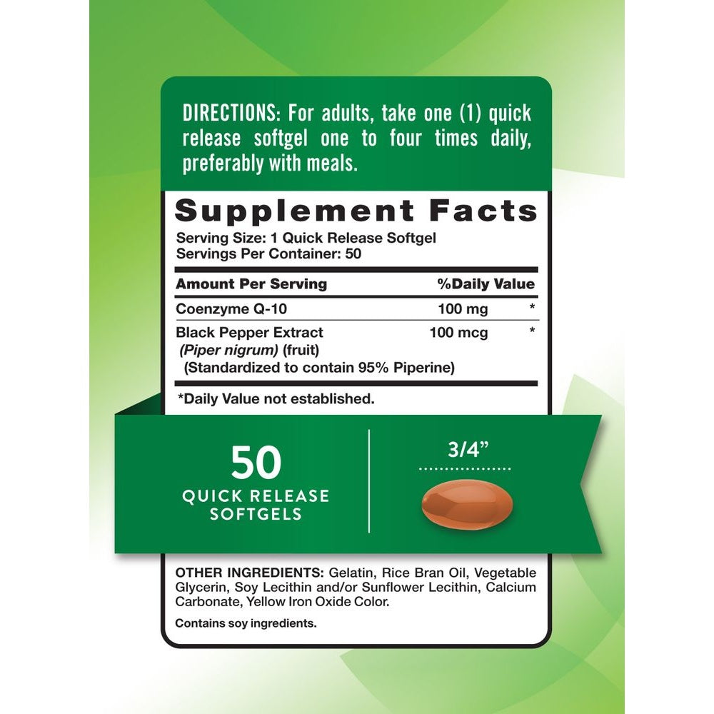CoQ-10 100 mg + Pimienta Negra - 45 + 5 Softgels