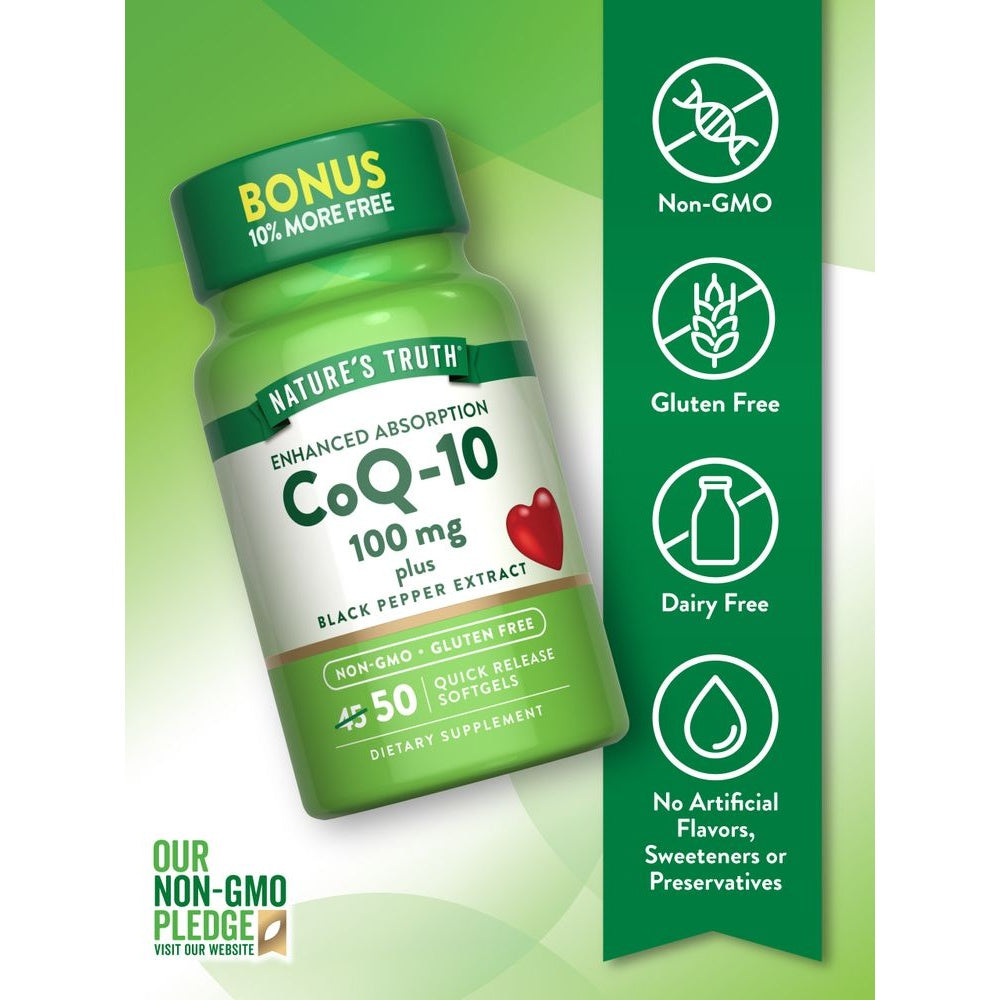 CoQ-10 100 mg + Pimienta Negra - 45 + 5 Softgels