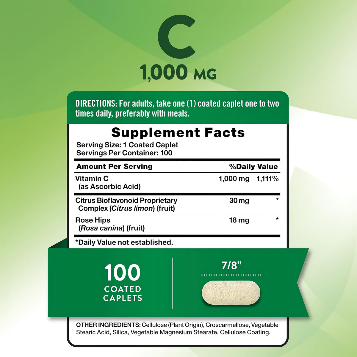 Vitamina C 1000 mg + Bioflavonoides & Rosa Mosqueta - 100 Caplets