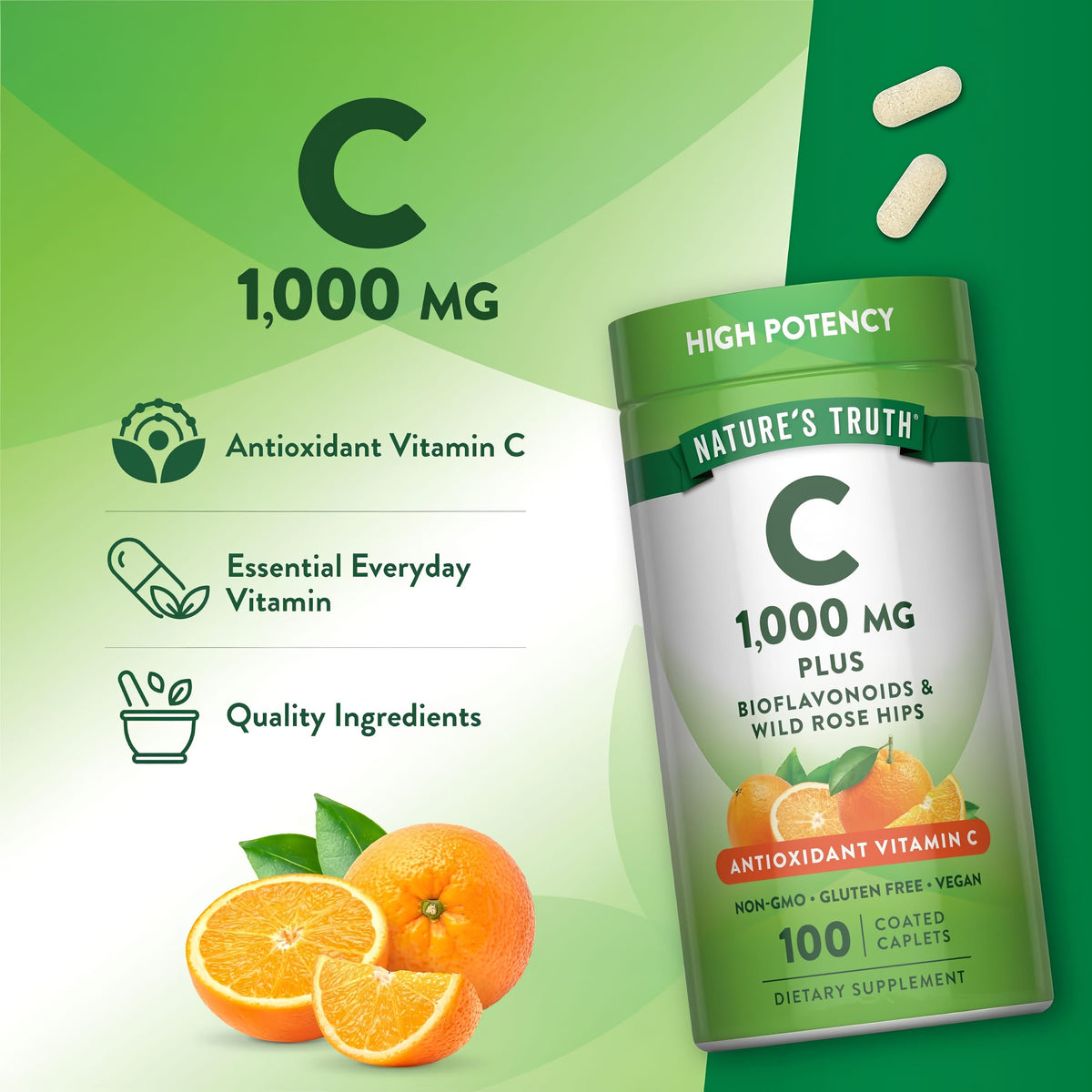 Vitamina C 1000 mg + Bioflavonoides & Rosa Mosqueta - 100 Caplets